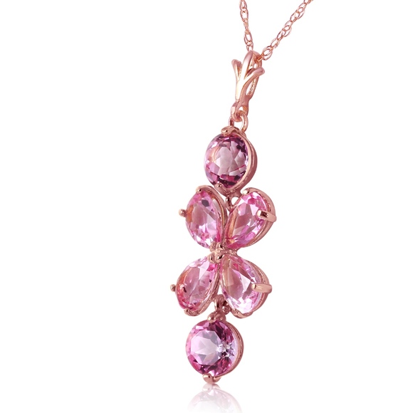 Galaxy Gold Products Jewelry - 14K. SOLID GOLD NECKLACE WITH NATURAL PINK TOPAZ